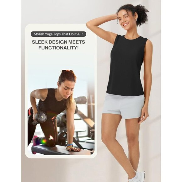 Women's Workout Tank Top Sleeveless Racerback Open Back Athletic Gym Yoga - Picture 7 of 7